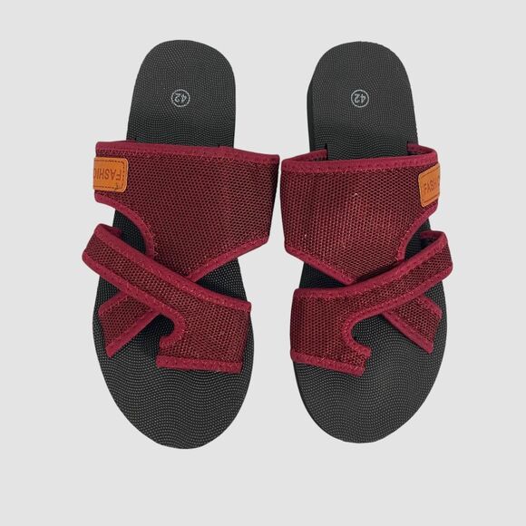 NEW Black Purple Burgundy Mesh Sport Athletic Sandals / Flip Flops EU 42 US 11.5 - Picture 1 of 7